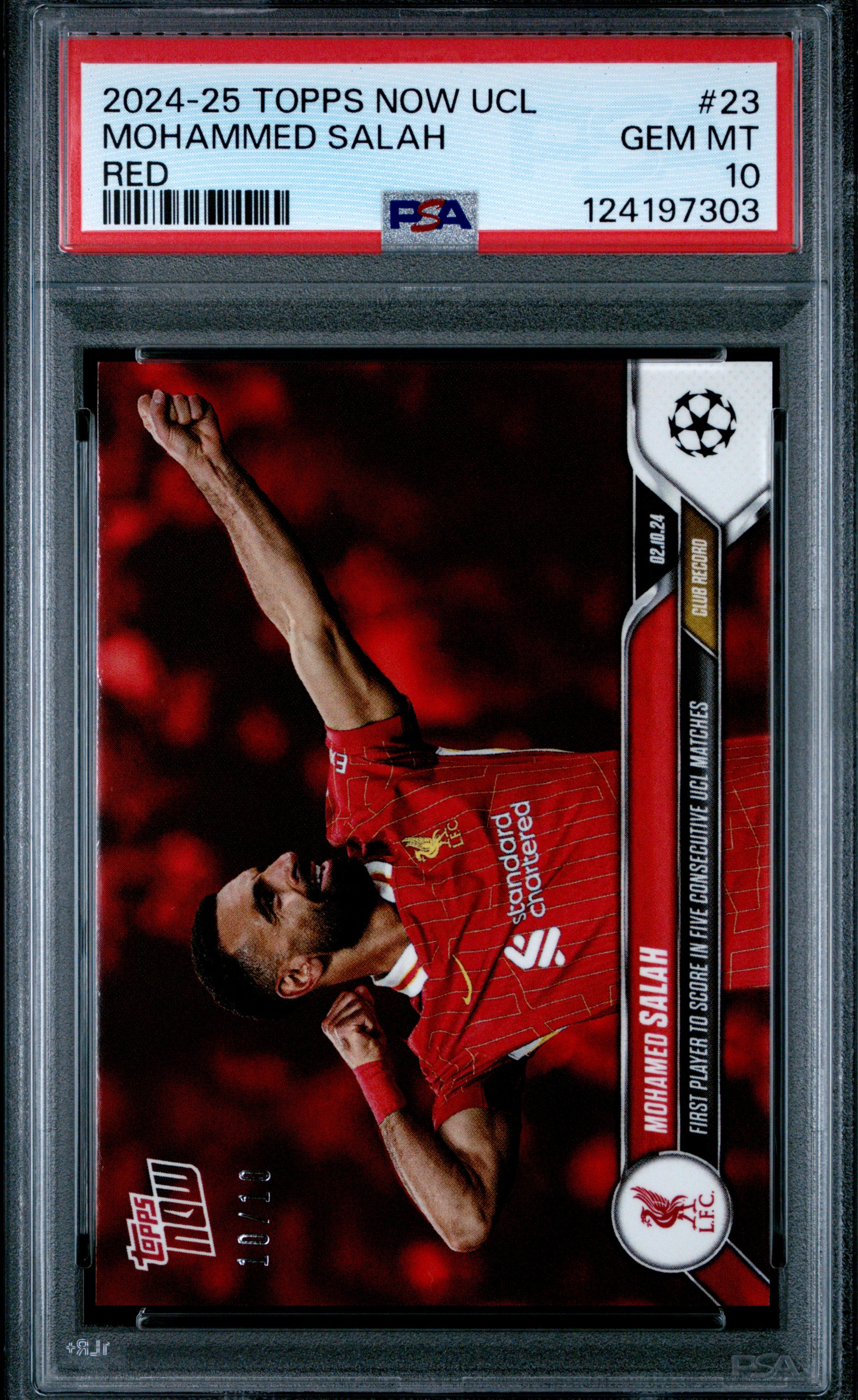 2024-25 TOPPS NOW UCL 23 MOHAMMED SALAH RED (PSA 10)