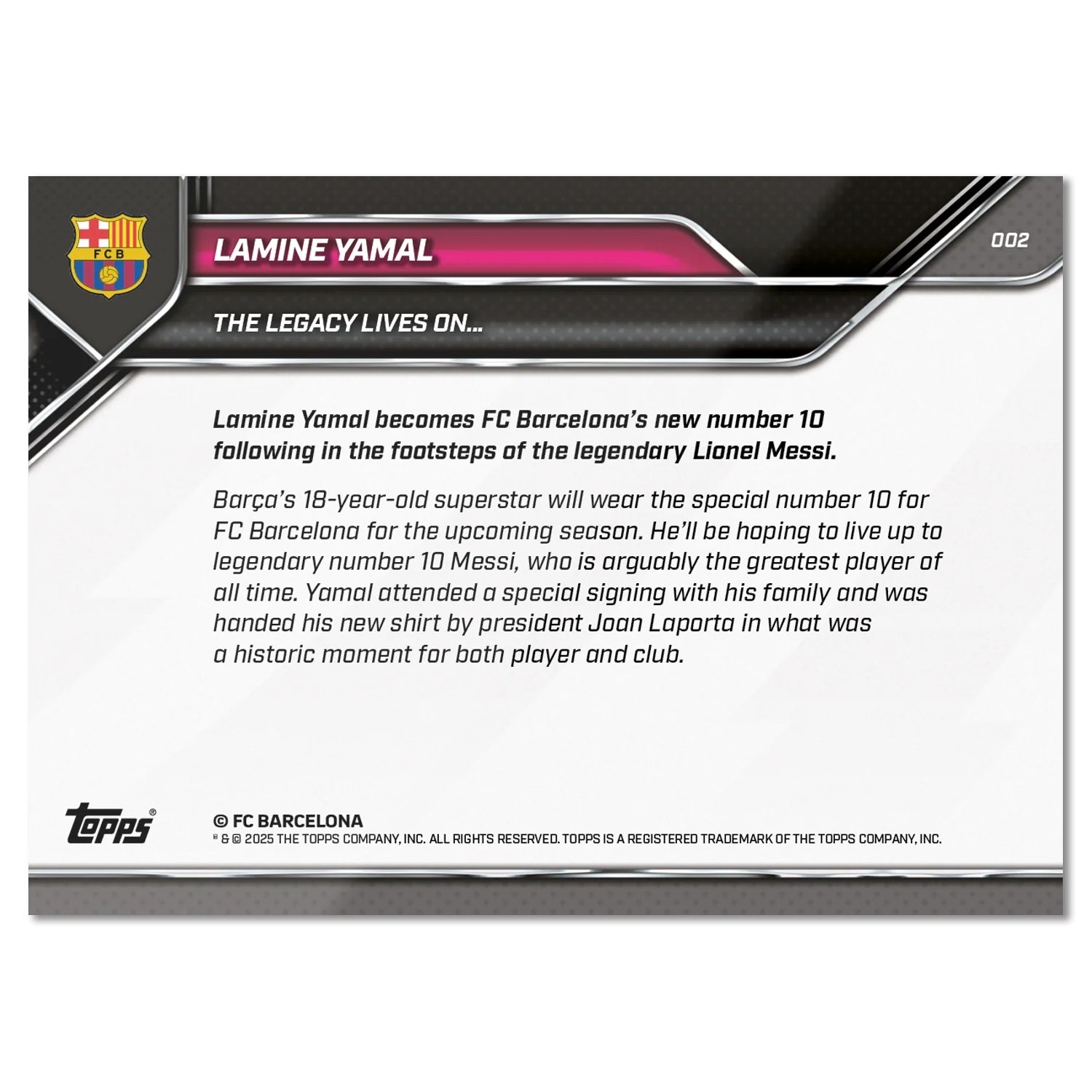 Lamine Yamal - 2025 FC Barcelona Topps NOW® PSA 10