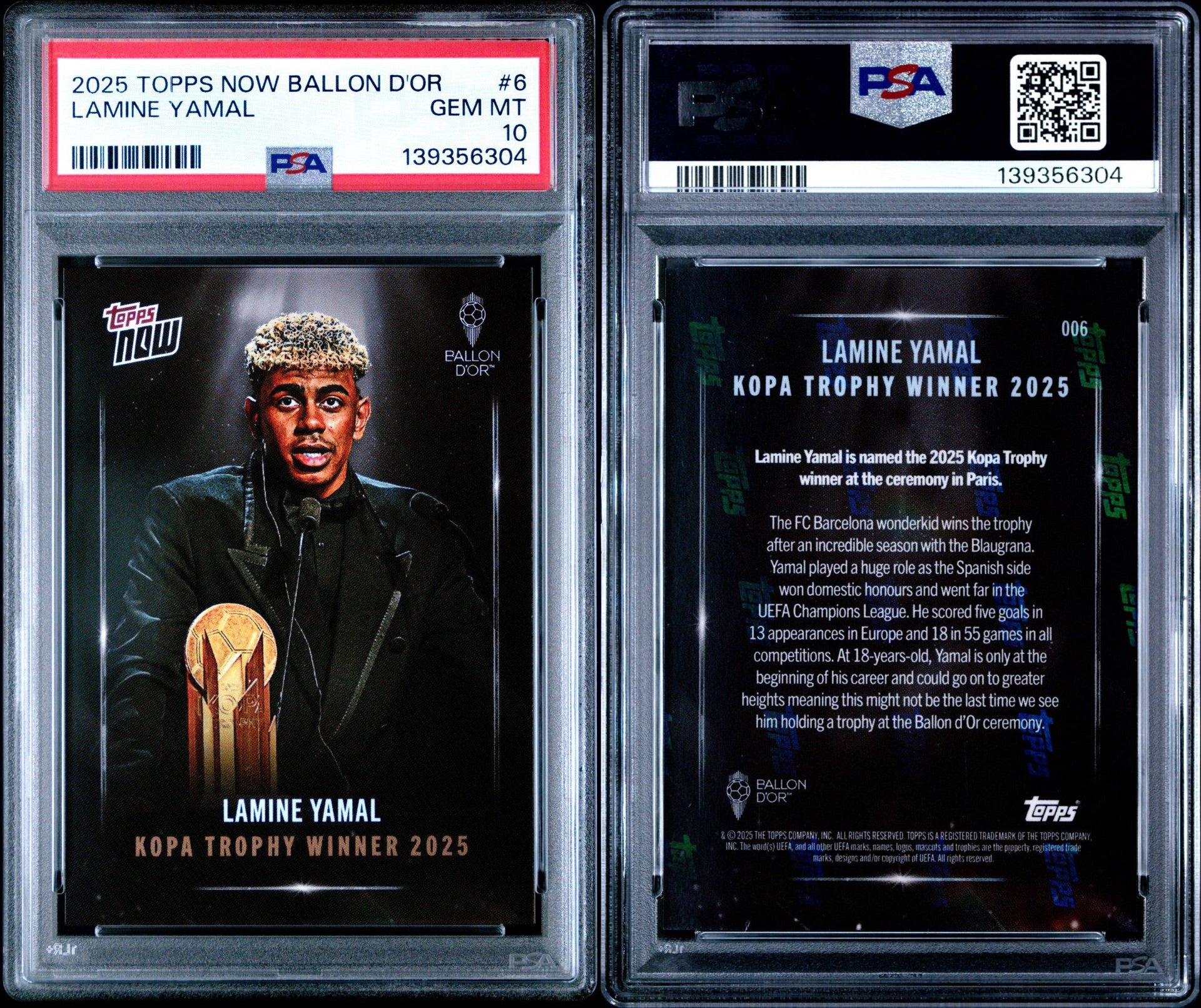 Topps Now Lamine Yamal Kopa Trophy Winner 2025 PSA 10