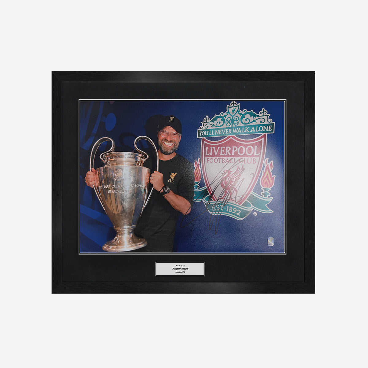Jurgen Klopp Signed Liverpool FC Image - Champions League Trophy With The Iconic LFC Crest