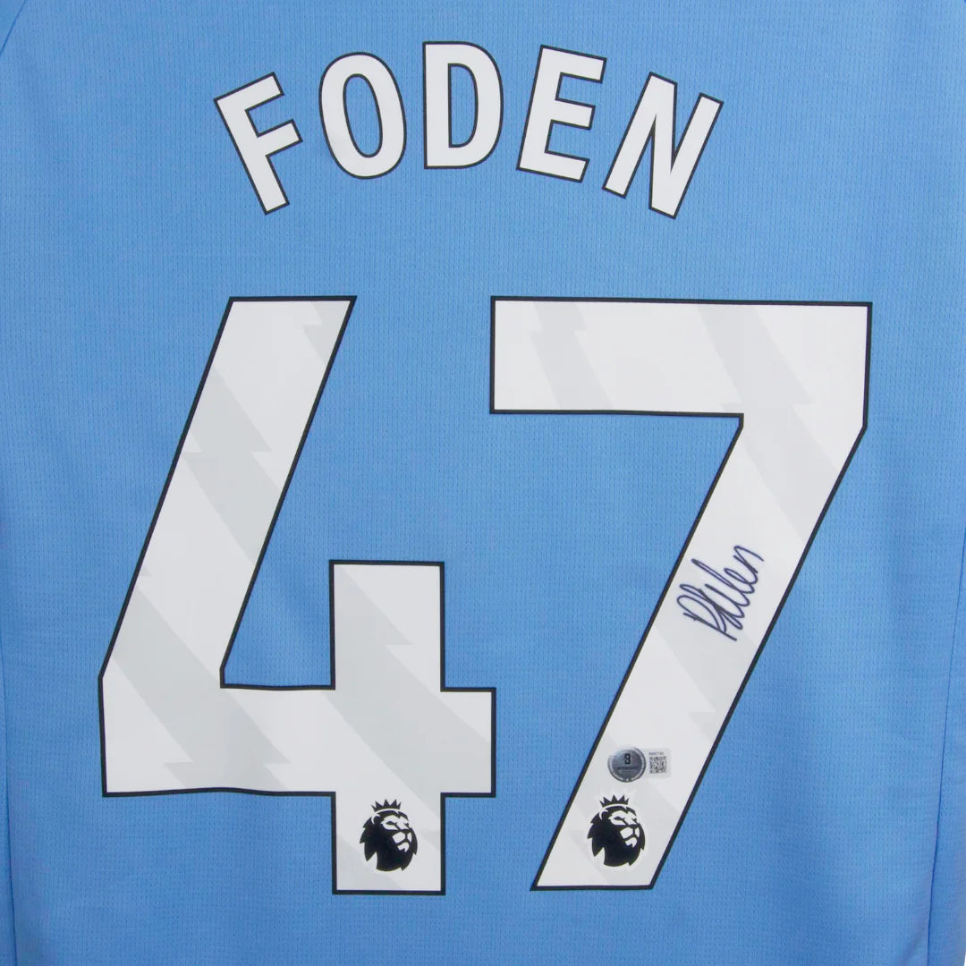 PHIL FODEN SIGNED MANCHESTER CITY SOCCER JERSEY #47 WITH BECKETT COA