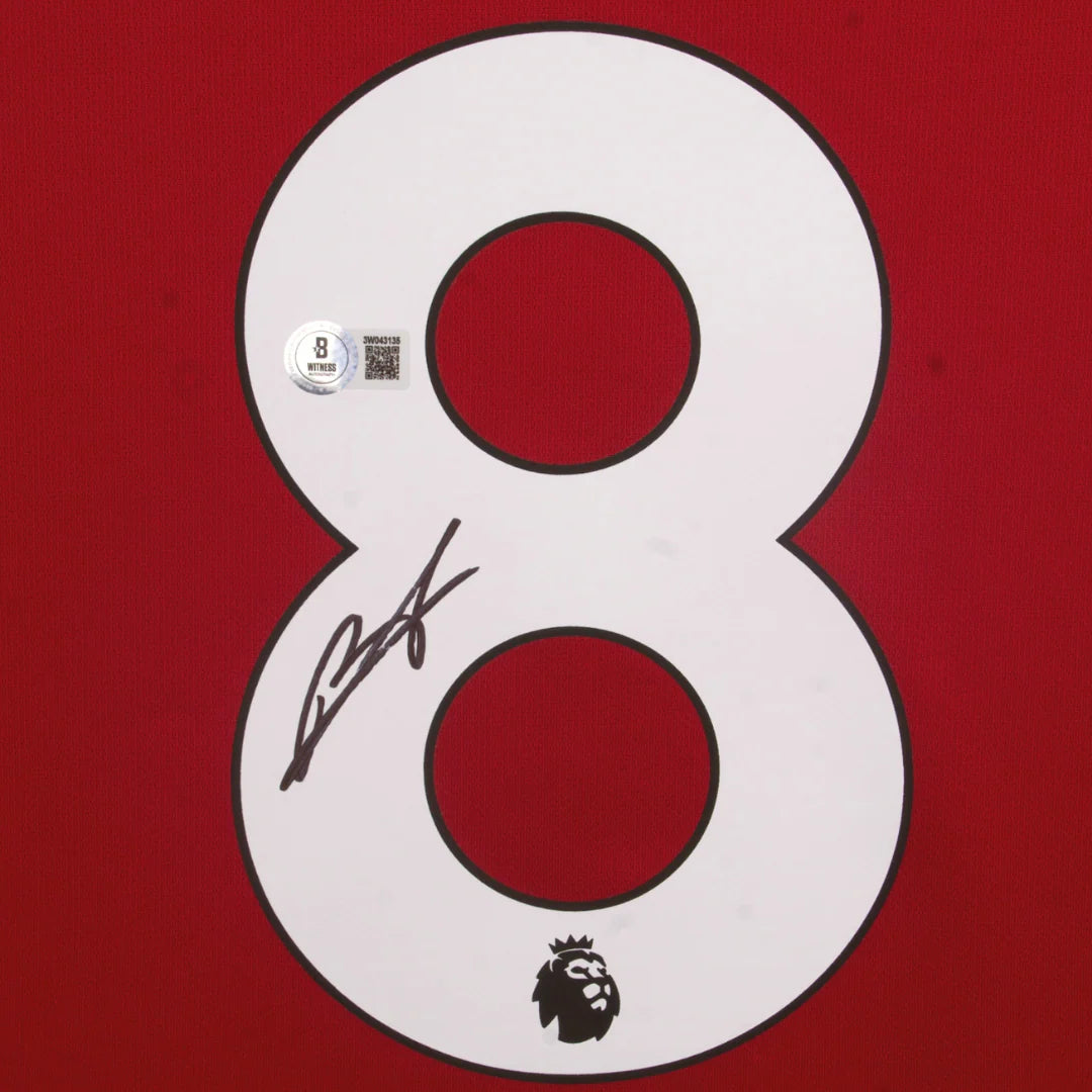 Bruno Fernandes Signed Manchester Utd Home Soccer Jersey #8 with Beckett Witness