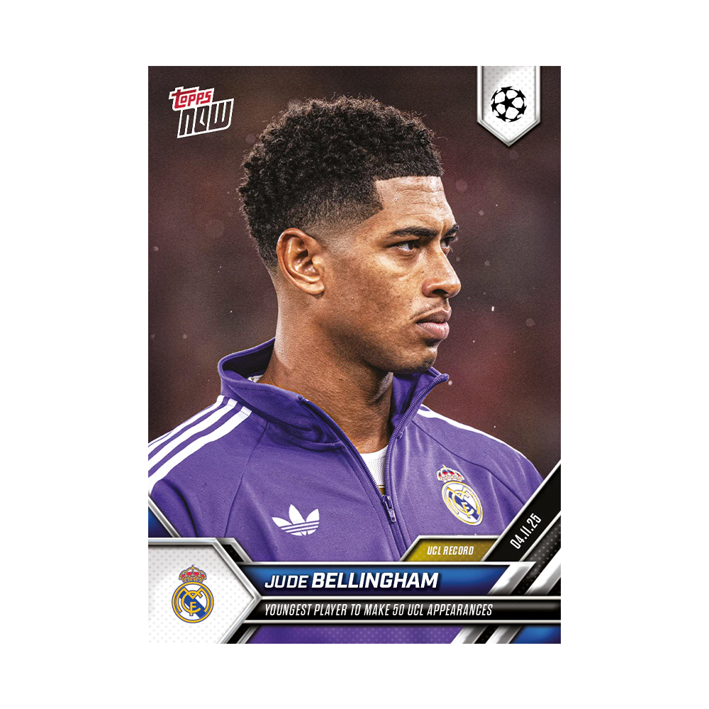 Topps NOW 2025 Jude Bellingham 50 UCL Appearances Trading Card