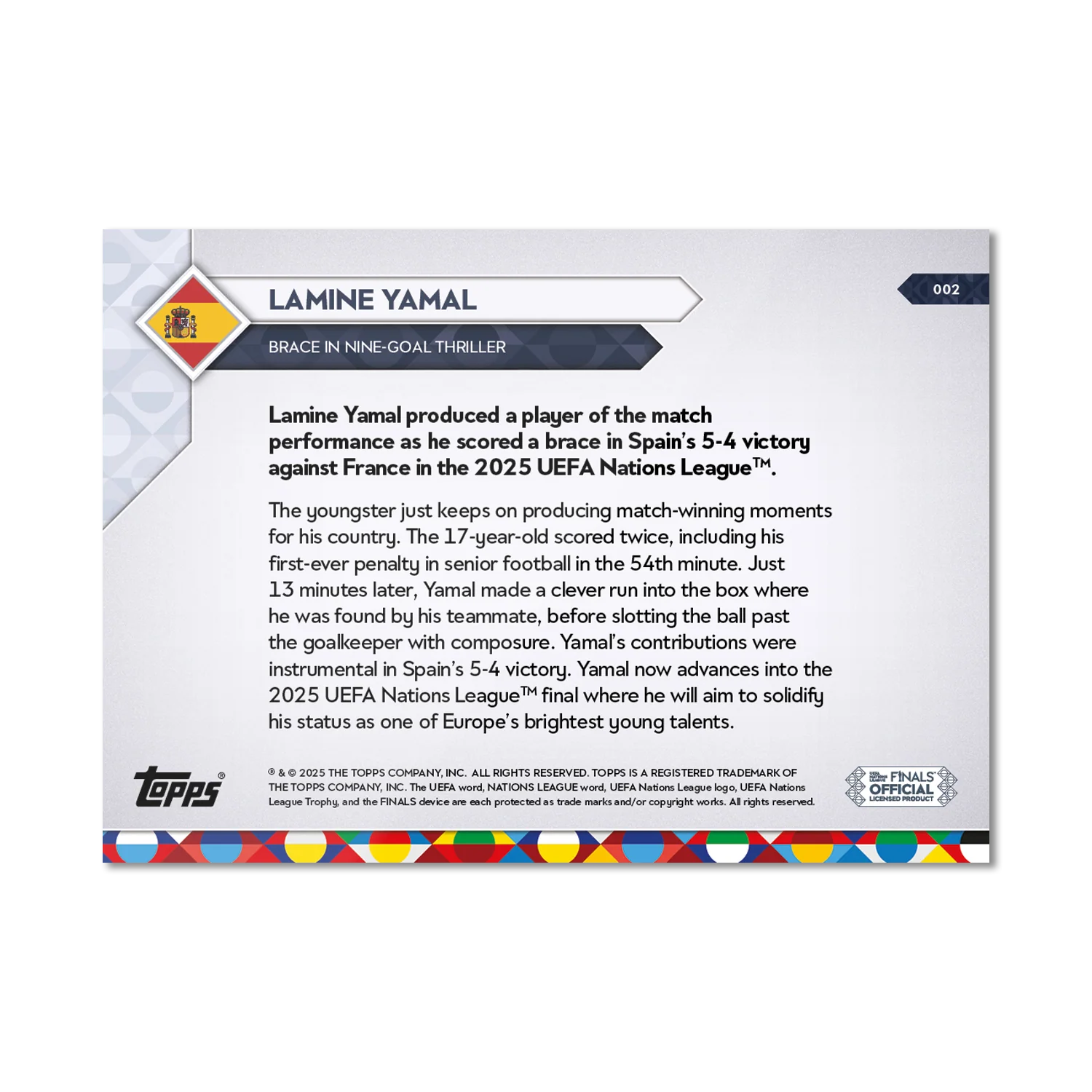 Lamine Yamal - 2025 UEFA Nations League Topps NOW® PSA 9