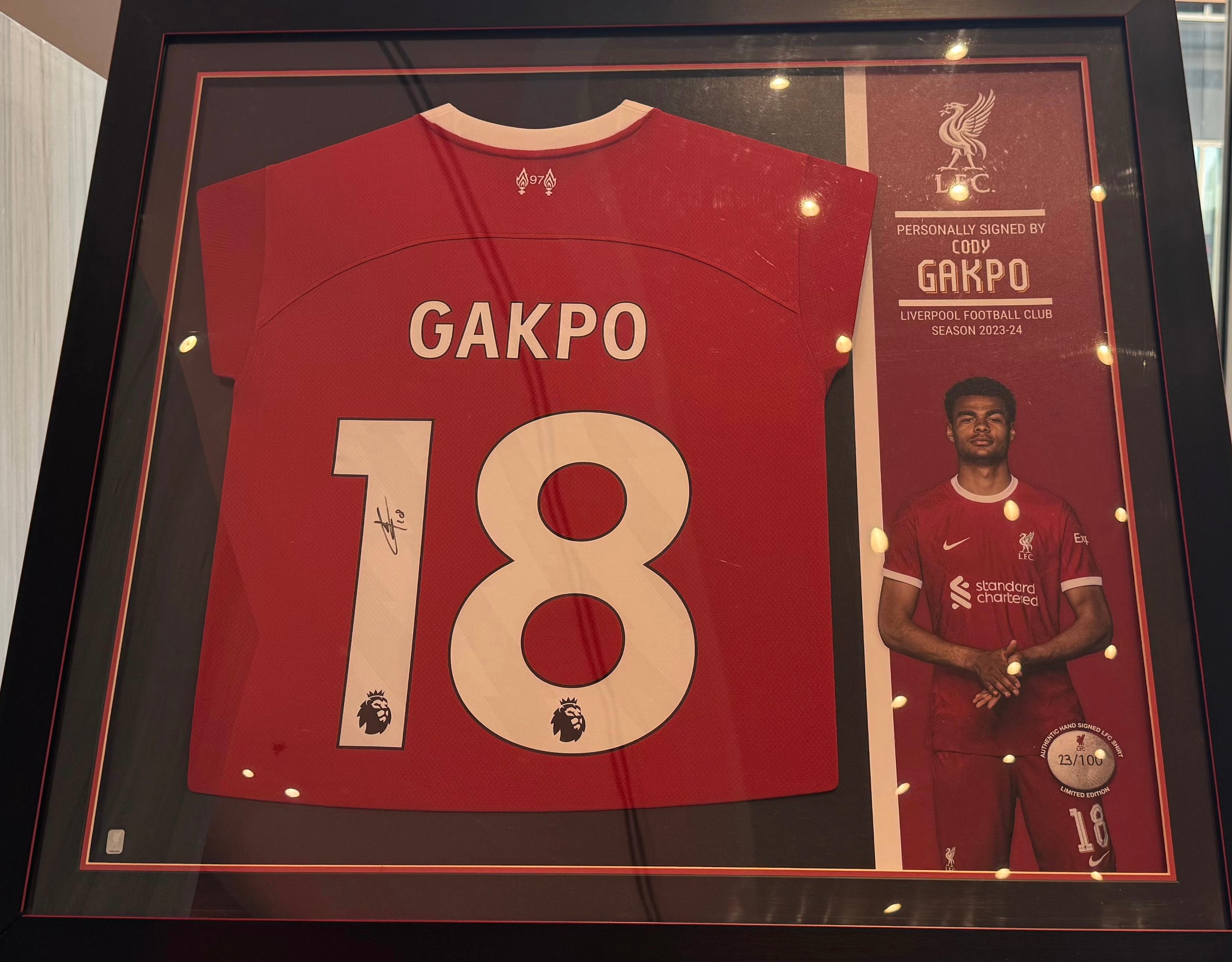 Cody Gakpo 23/24 Signed Liverpool FC Shirt (Framed)