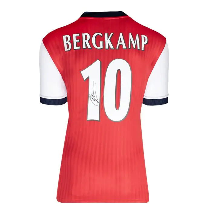 Dennis Bergkamp Back Signed Arsenal Icon Home Shirt with Fan Style Numbers (Boxed)