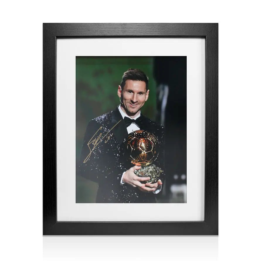 Framed Lionel Messi Signed Ballon d'Or Winner 2021 Photo
