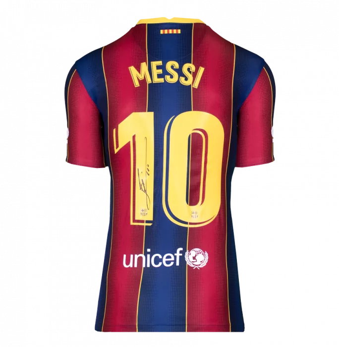 Lionel Messi Official FC Barcelona Back Signed 2020-21 Home Shirt