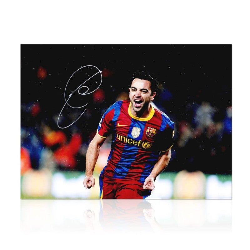 Xavi Hernandez Signed Barcelona Football Photo