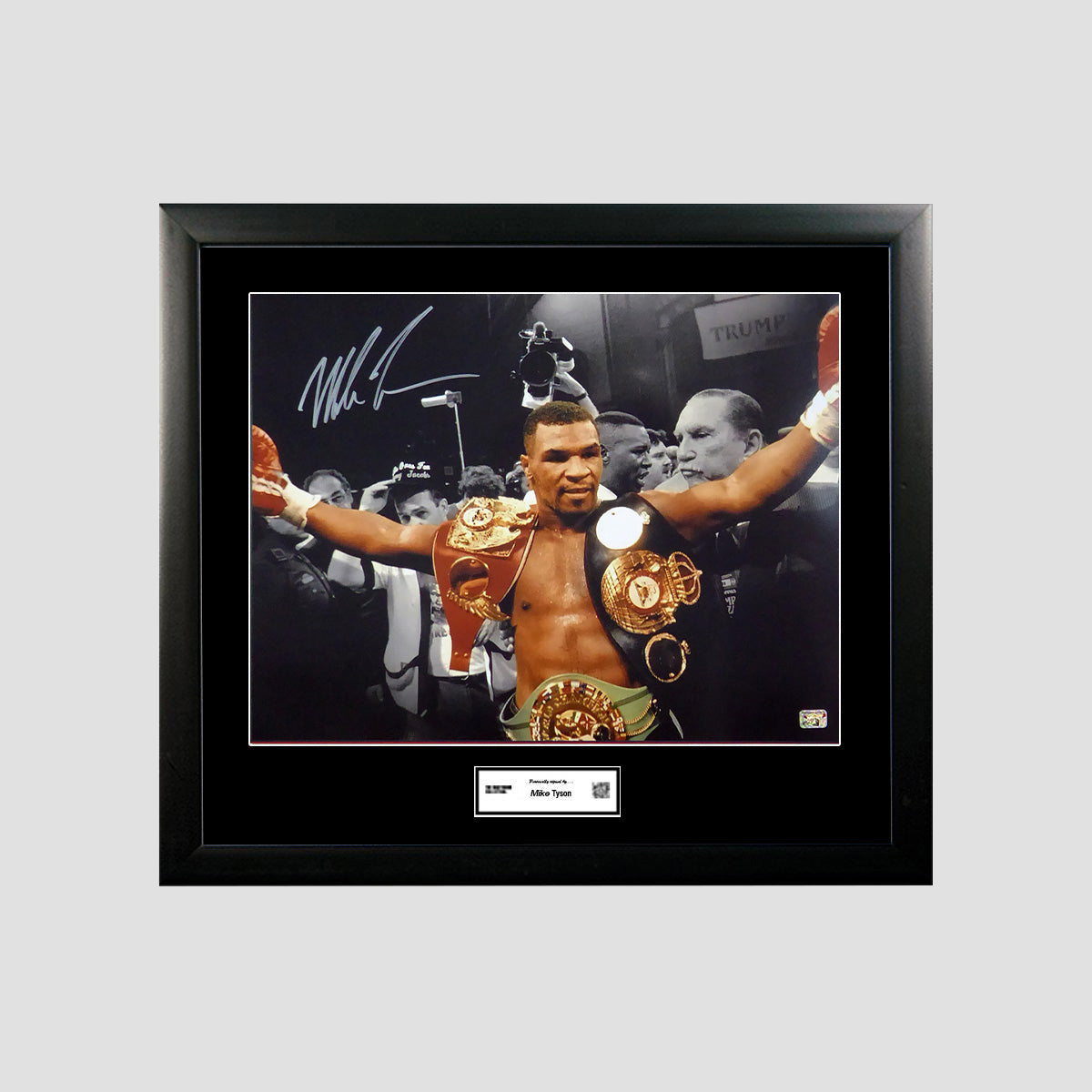 Mike Tyson Signed Boxing Image 20x16: Victory Over Michael Spinks (Framed) - The Bootroom Collection