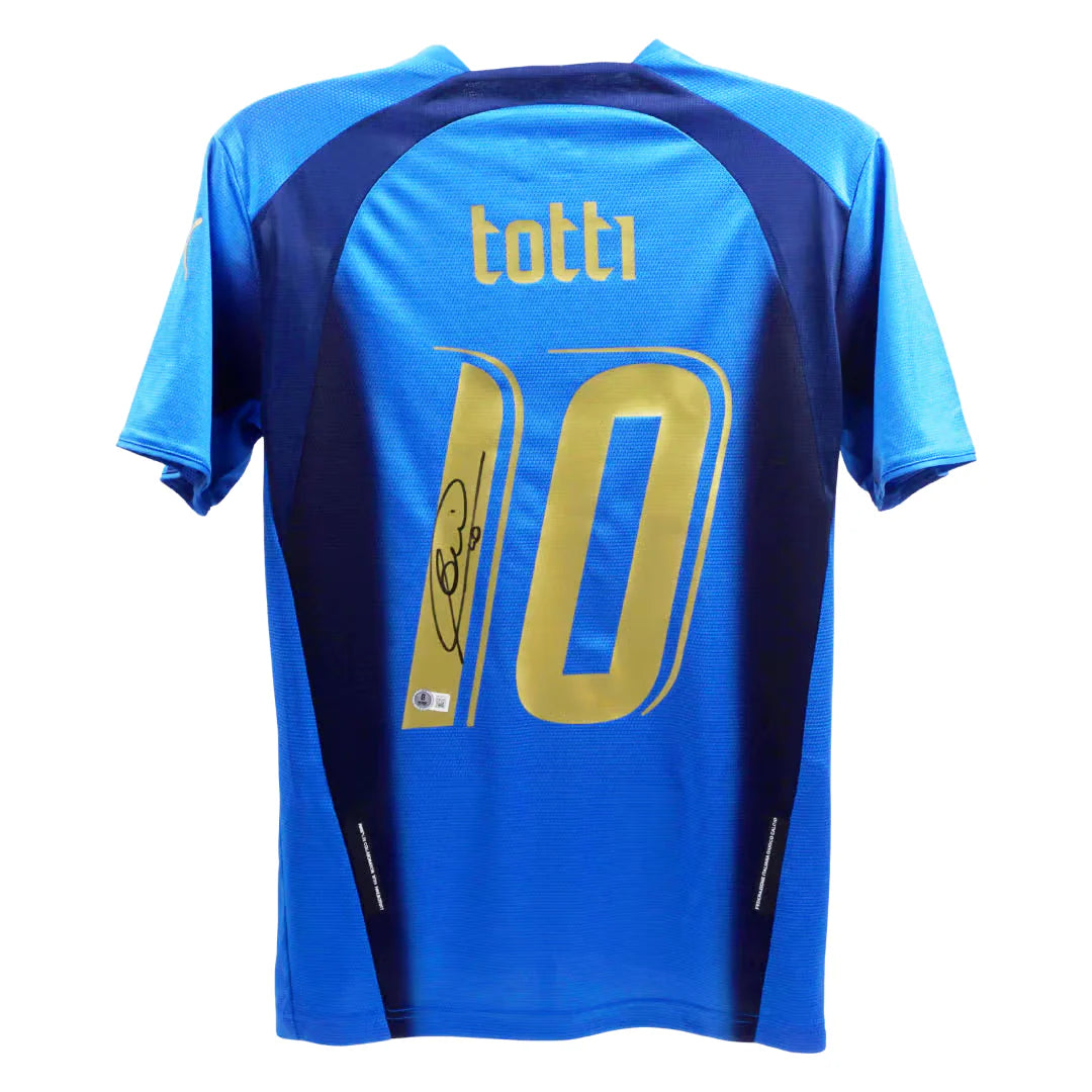 FRANCESCO TOTTI SIGNED ITALY FC HOME SOCCER JERSEY #10 WITH BECKETT WITNESS