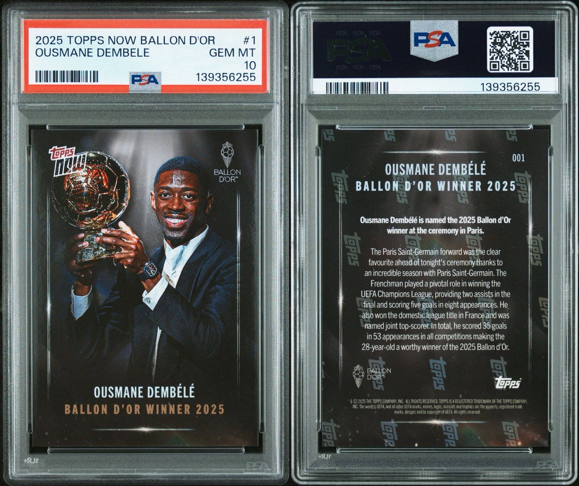 Ousmane Dembélé - 2025 Ballon d'Or Topps NOW® (PSA 10)