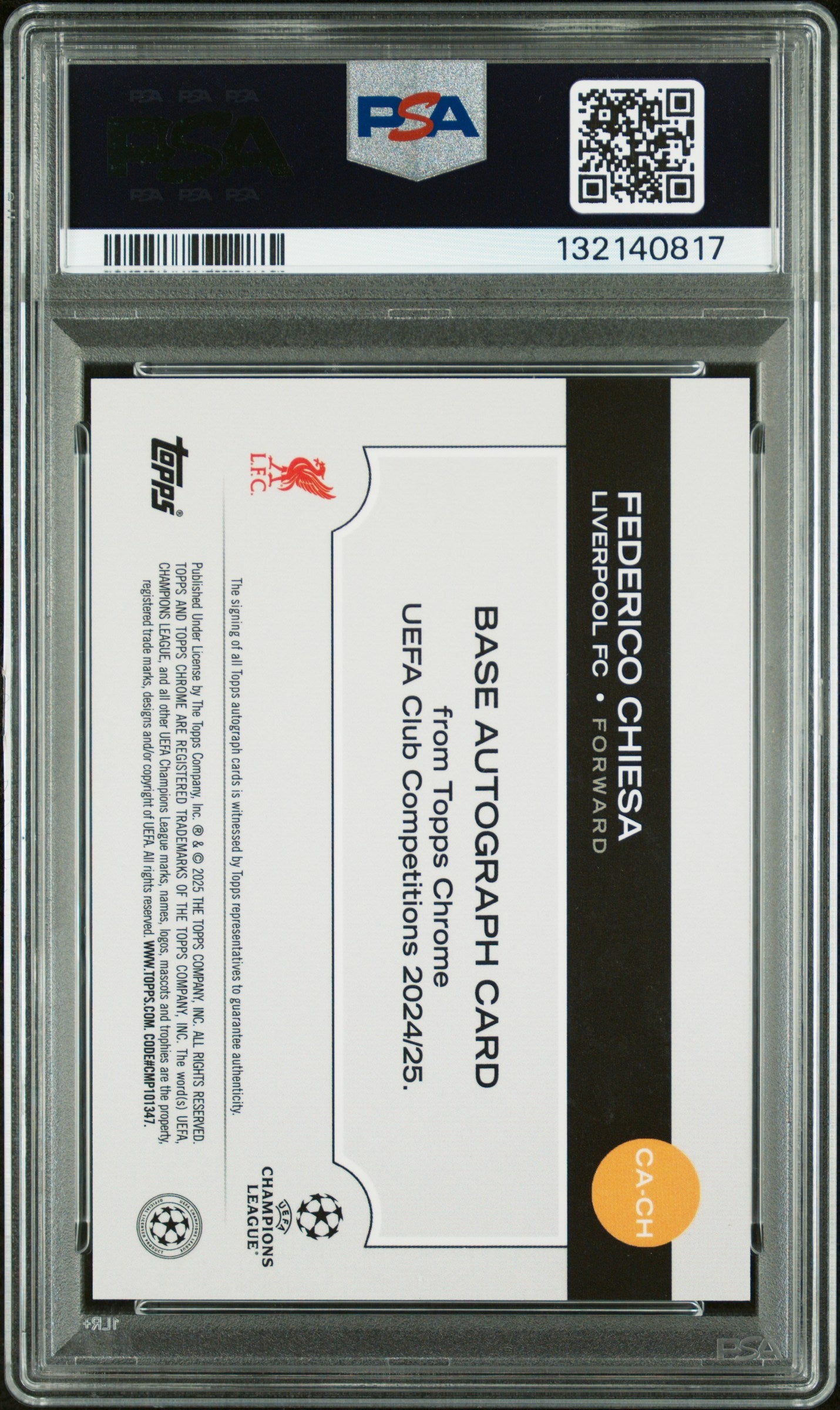 2024–25 Topps Chrome UCC Magenta Lava Auto Federico Chiesa (1/75) (PSA 10)