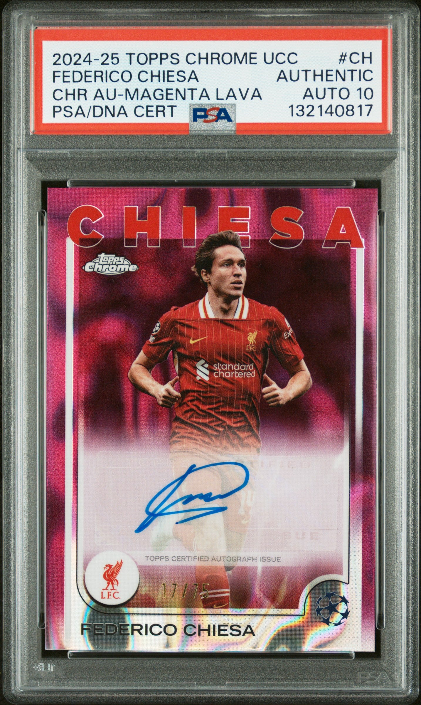 2024–25 Topps Chrome UCC Magenta Lava Auto Federico Chiesa (1/75) (PSA 10)