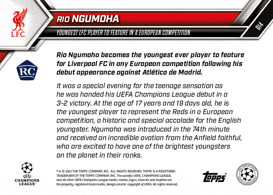 Rio Ngumoha - 2025-26 UCL Topps NOW® (1 of 25)