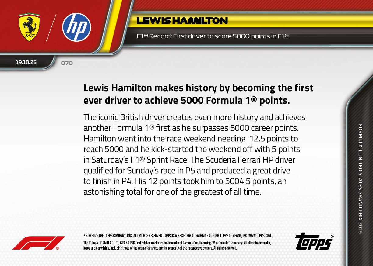 Lewis Hamilton - 2025 Formula 1® Topps NOW®