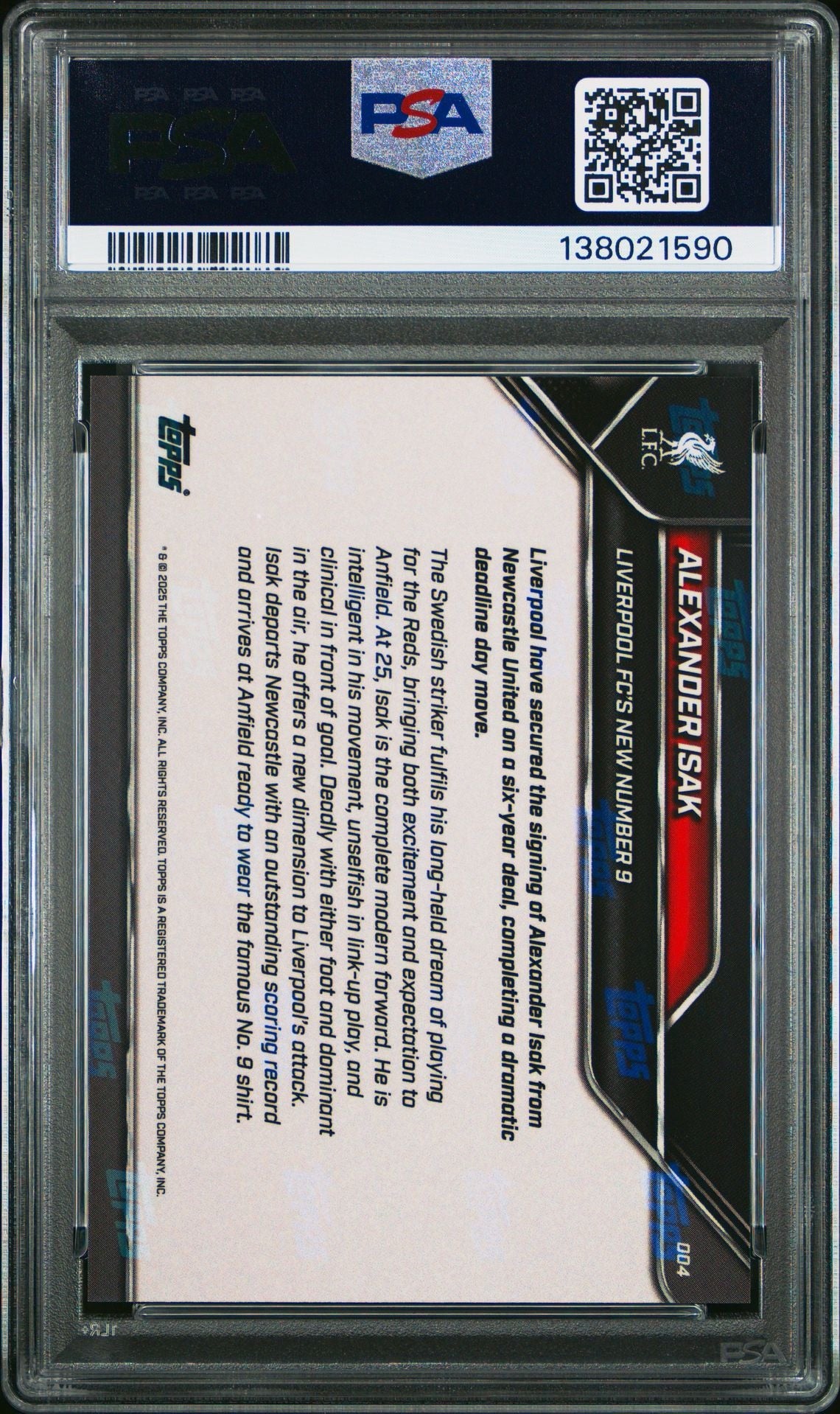 Topps NOW Alexander Isak Signs for Liverpool FC Trading Card (PSA 10)
