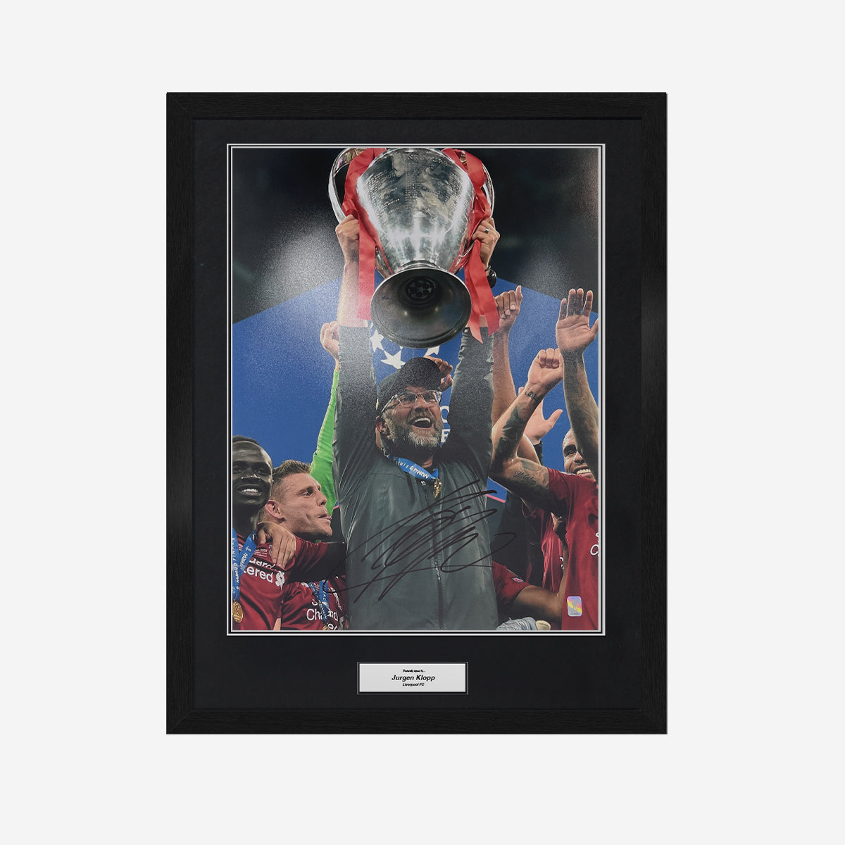 Jurgen Klopp Signed Liverpool FC Image - Lifting UEFA Champions League Trophy