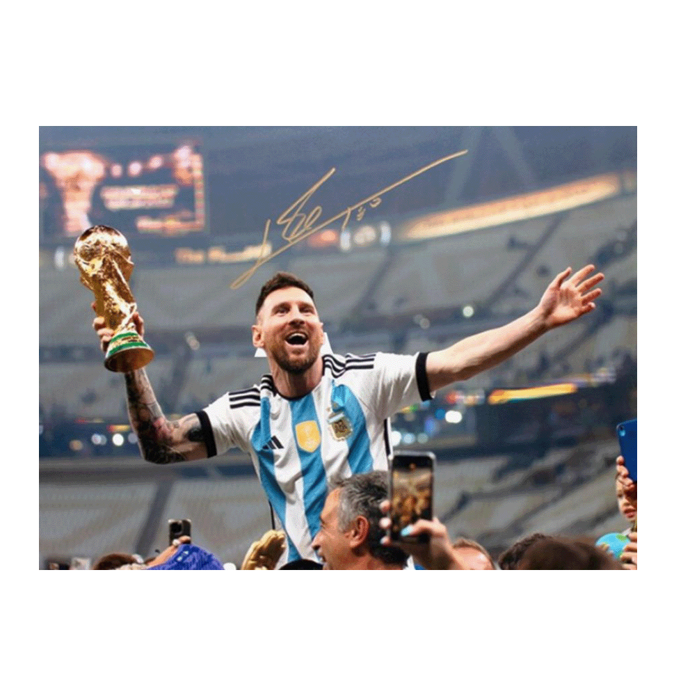 Lionel Messi 2022 Argentina FIFA World Cup Winner Signed Image