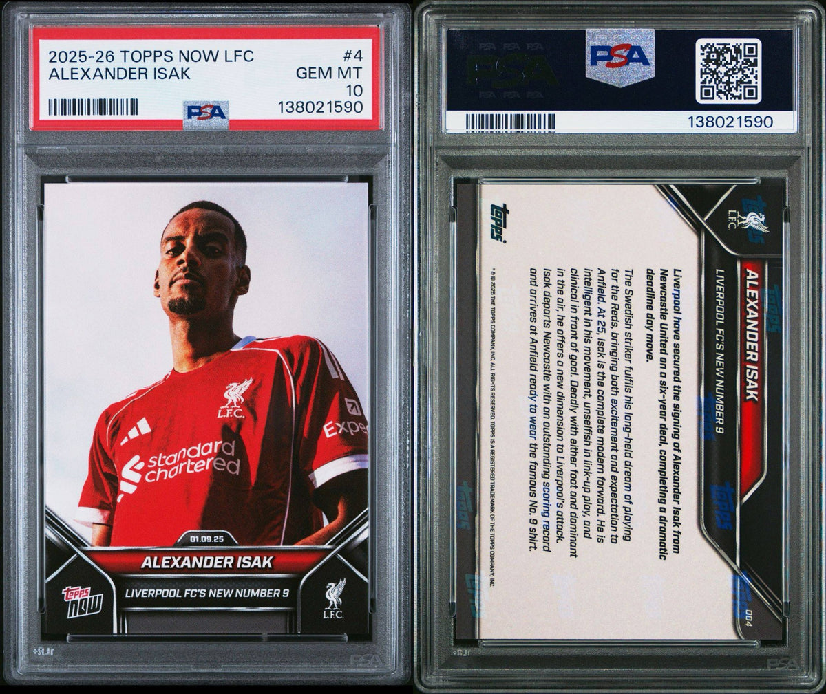 Topps NOW Alexander Isak Signs for Liverpool FC Trading Card (PSA 10)