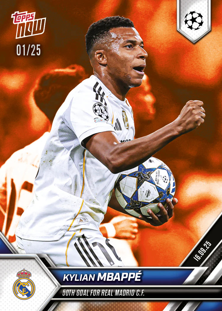Topps Now 2025 Mbappe 50th Goal /25