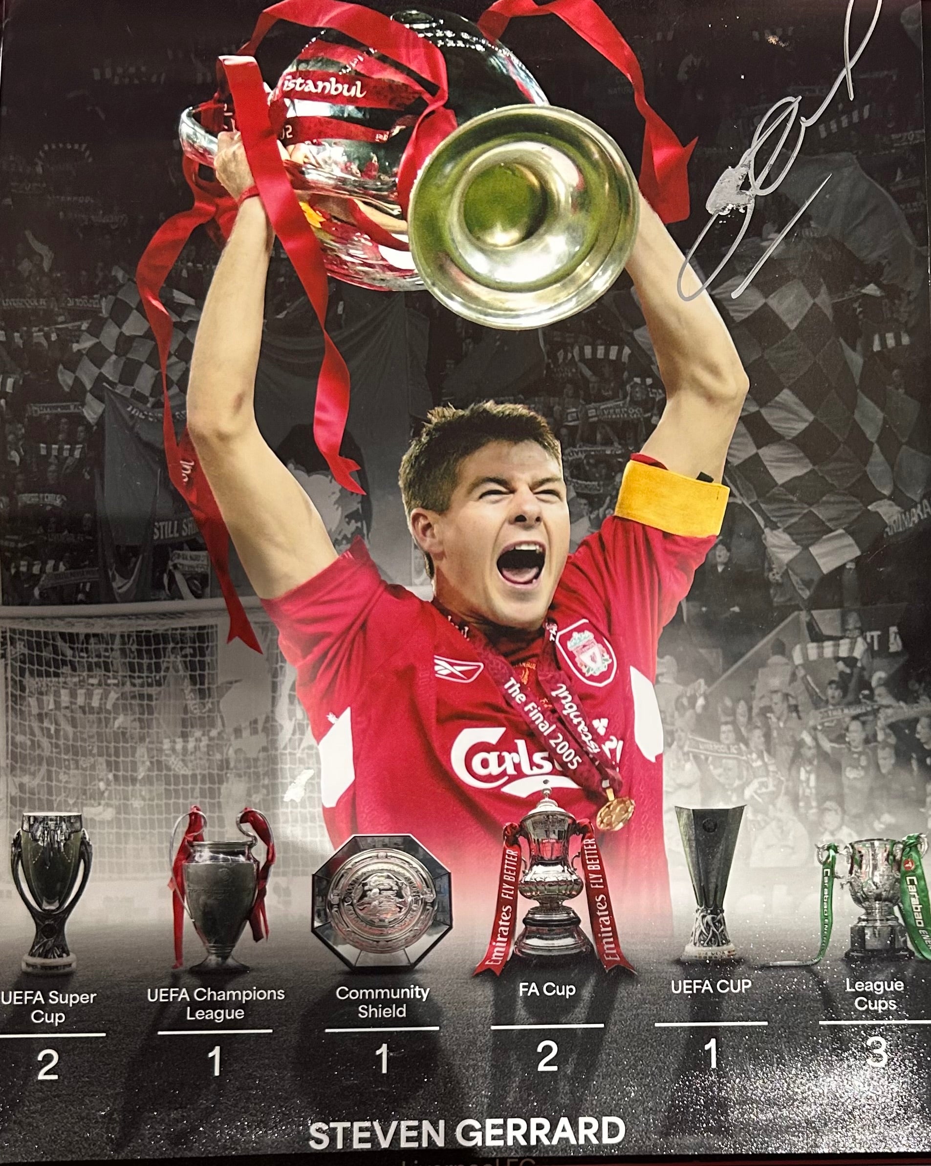 Steven Gerrard Signed "Career Honours" Tribute Photo – The Ultimate Captain (Unframed)