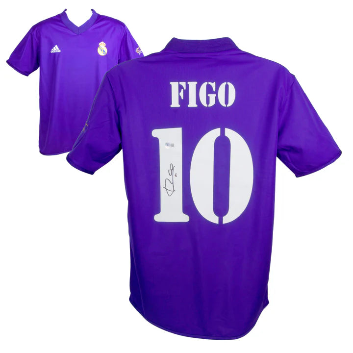 Luis Figo Signed Real Madrid FC Home Soccer Jersey #10 with Beckett COA (Boxed)
