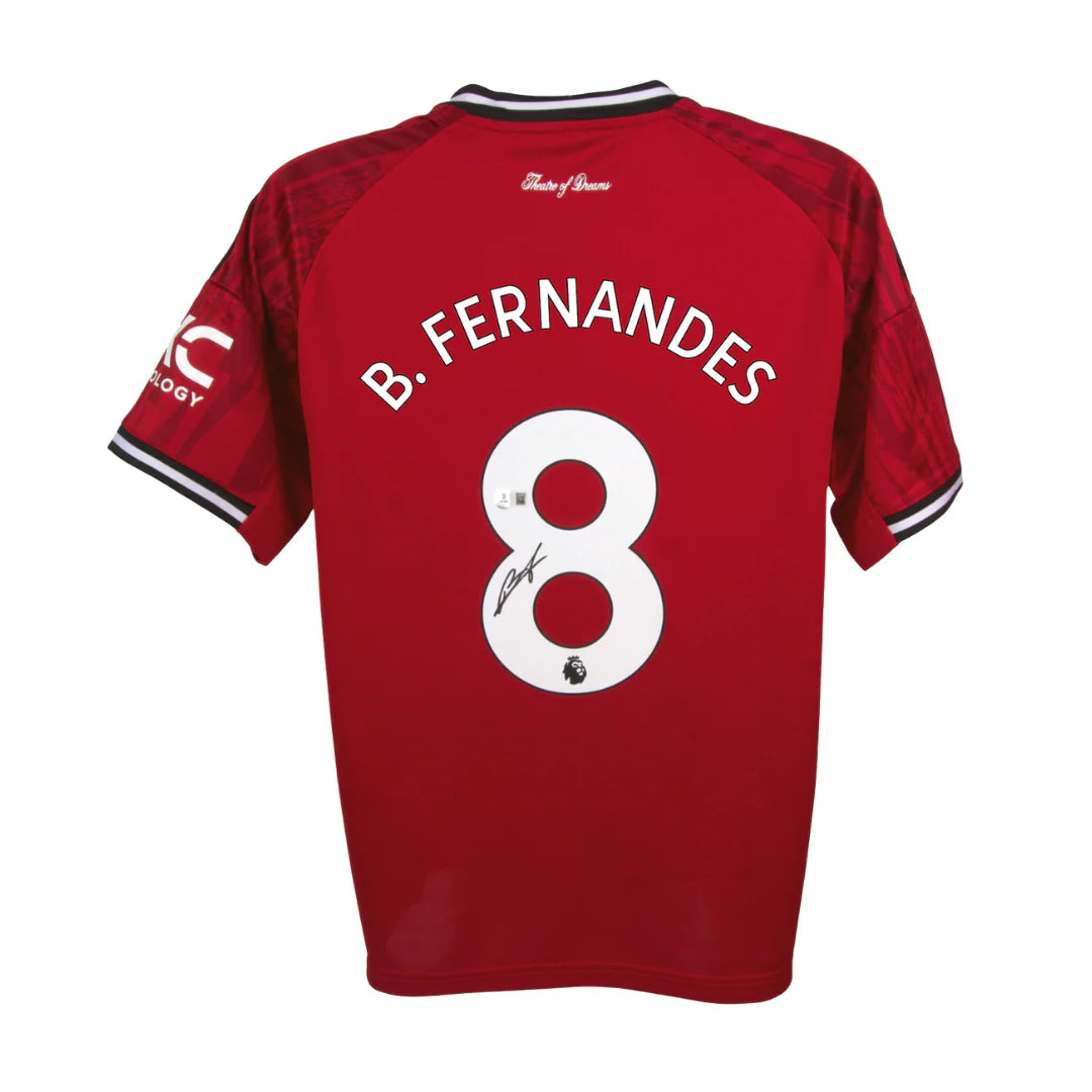 Bruno Fernandes Signed Manchester Utd Home Soccer Jersey #8 with Beckett Witness