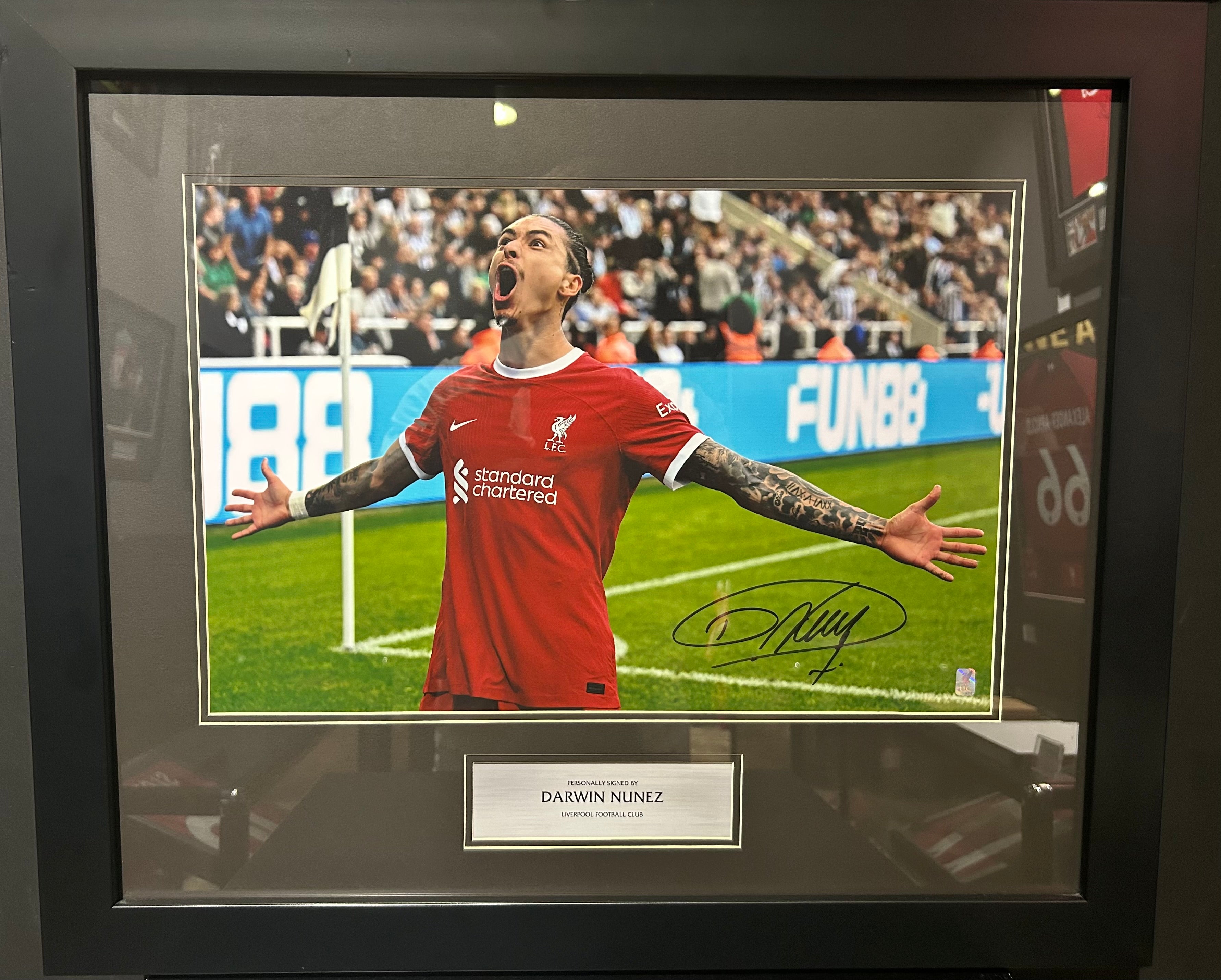Darwin Nunez Signed Liverpool FC Goal Celebration Image (Framed)