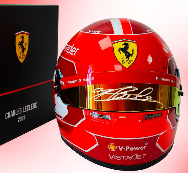 Signed Charles Leclerc 2024 Ferrari Bell 1:2 Helmet