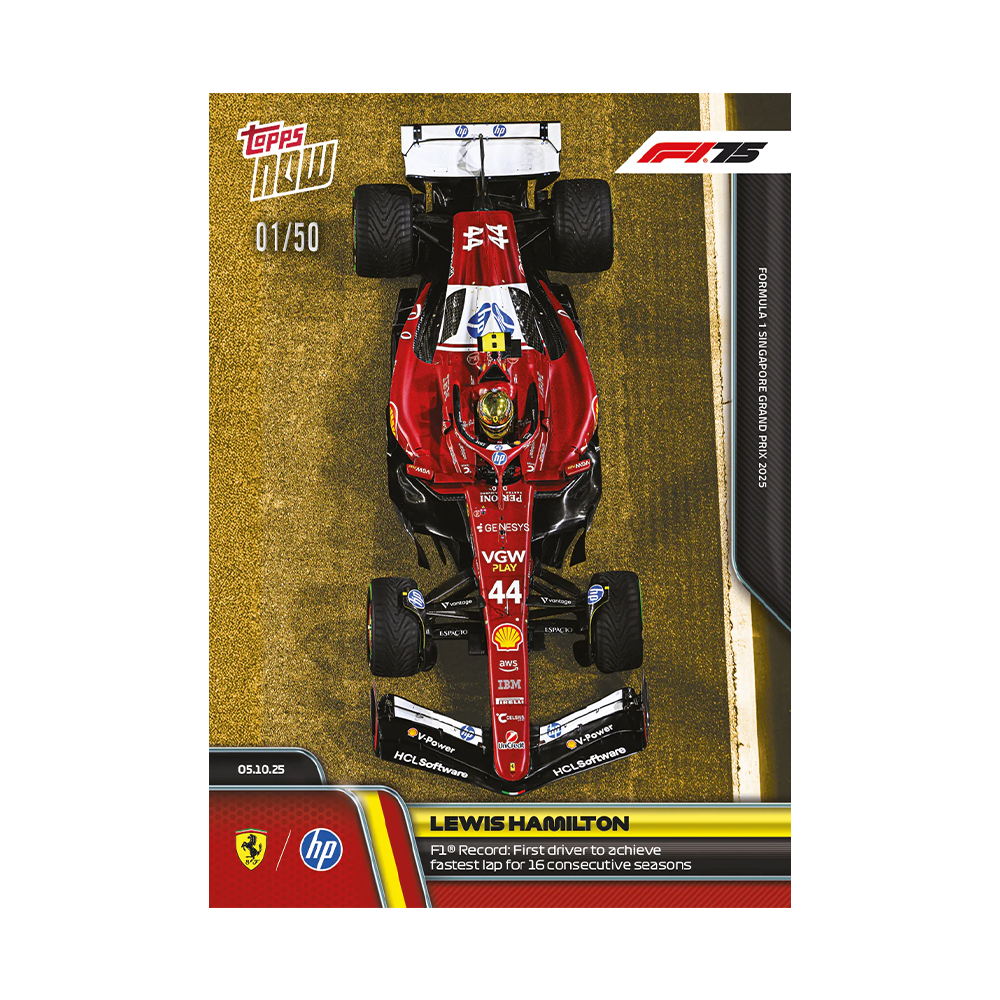 Topps NOW Lewis Hamilton Formula 1 Fast Lap Trading Card /50