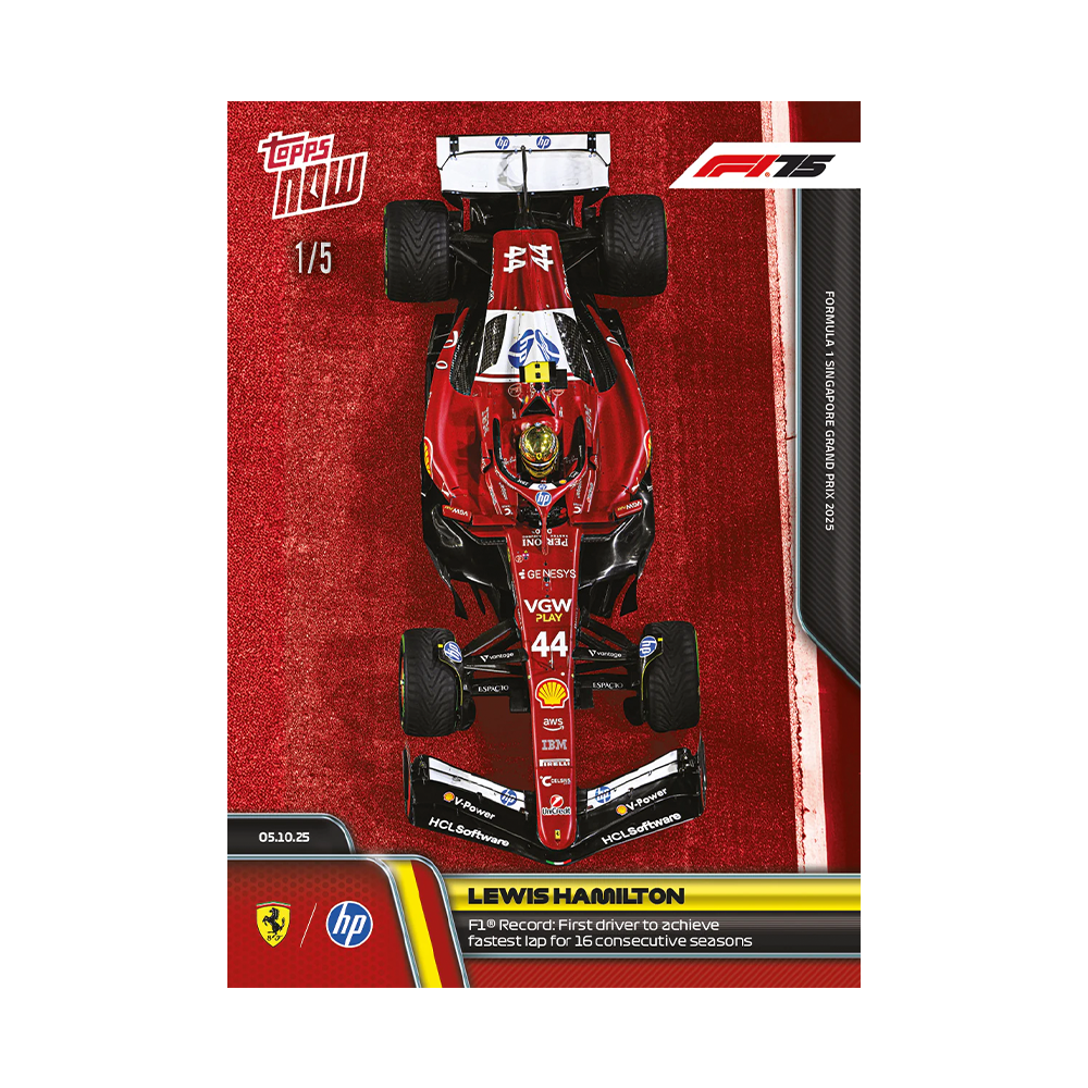 Topps NOW Lewis Hamilton Formula 1 Fast Lap Trading Card /5
