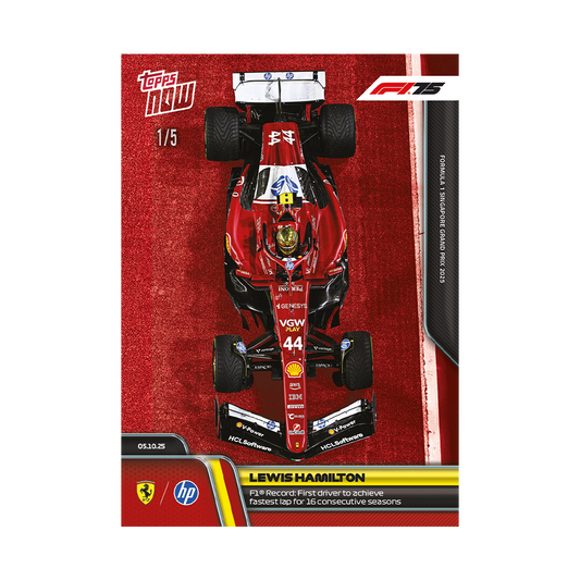 Topps NOW Lewis Hamilton Formula 1 Fast Lap Trading Card /5