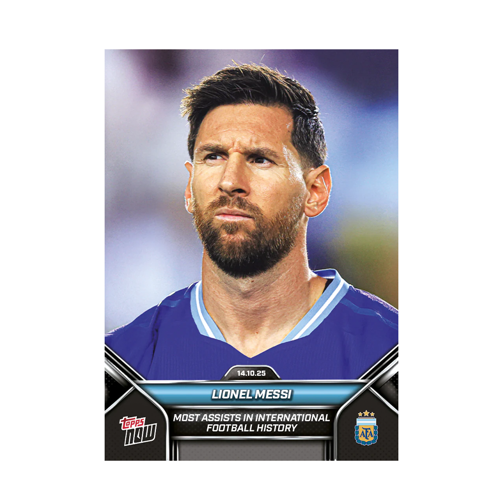 Topps NOW 2025 Lionel Messi Most Assists Internationally Trading Card