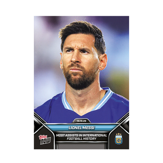 Topps NOW 2025 Lionel Messi Most Assists Internationally Trading Card