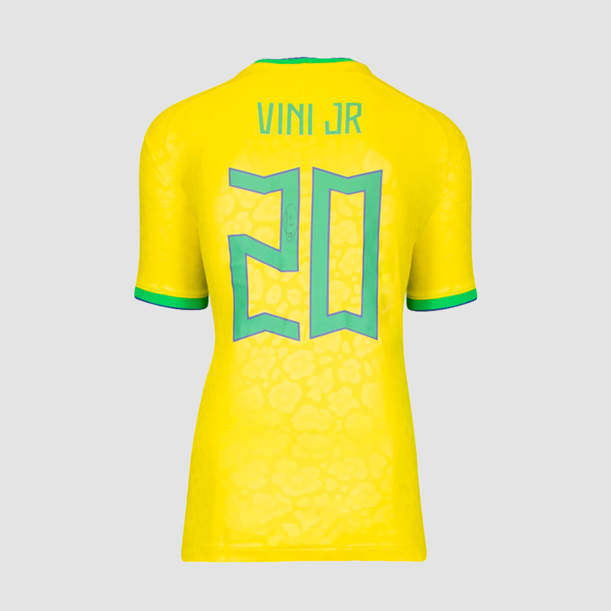 Vinicius Jr Back Signed Brazil 2022 Home Shirt with Fan Style Numbers