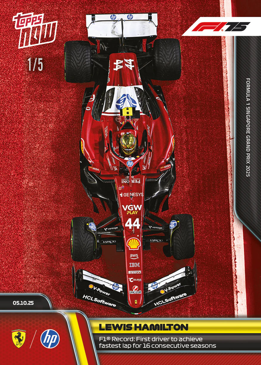 Topps NOW Lewis Hamilton Formula 1 Fast Lap Trading Card /5