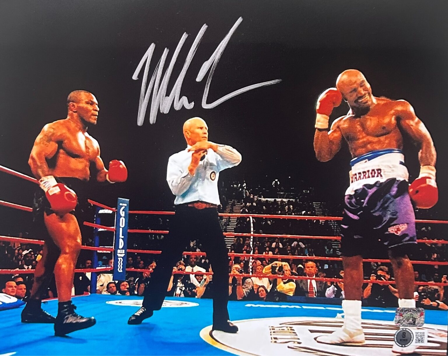 Mike Tyson Signed Boxing Image: Tyson Bites Holyfield (Framed)