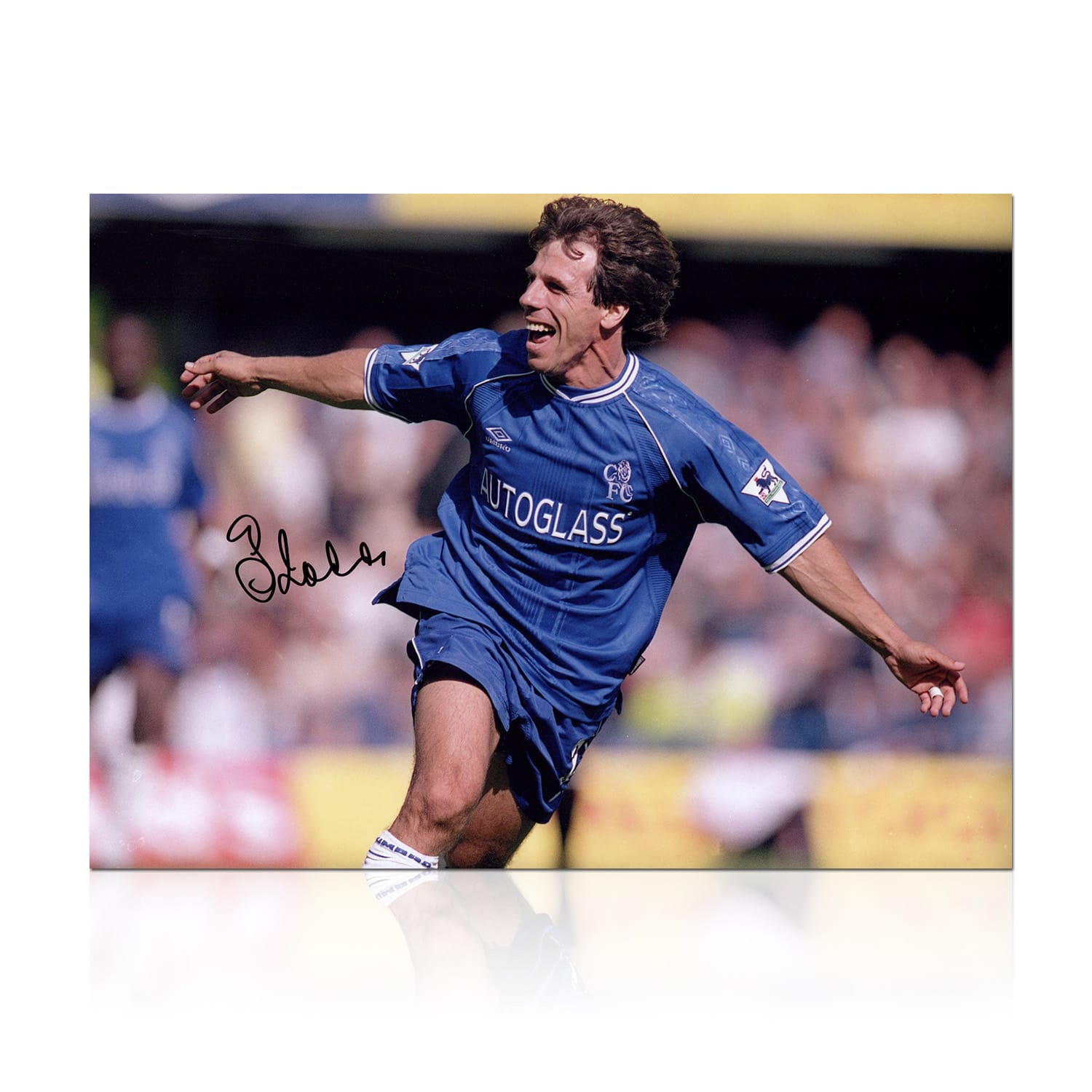 Gianfranco Zola Signed Chelsea Football Photo: West Ham Goal