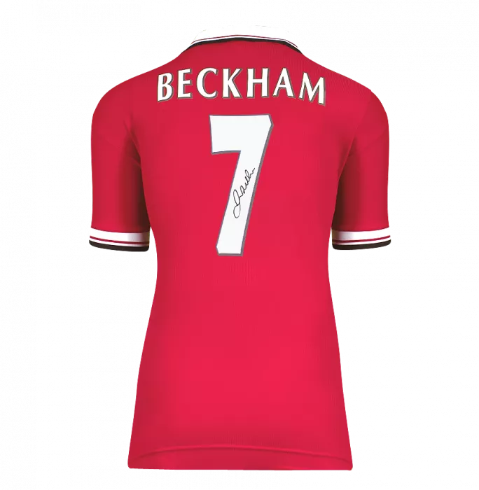 Sir David Beckham Back Signed Manchester United 1999 Home Shirt With Fan Style Number