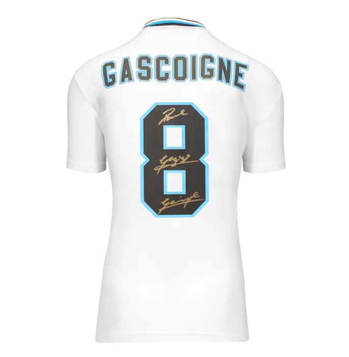 Paul Gascoigne Back Signed England 1996 Home Shirt