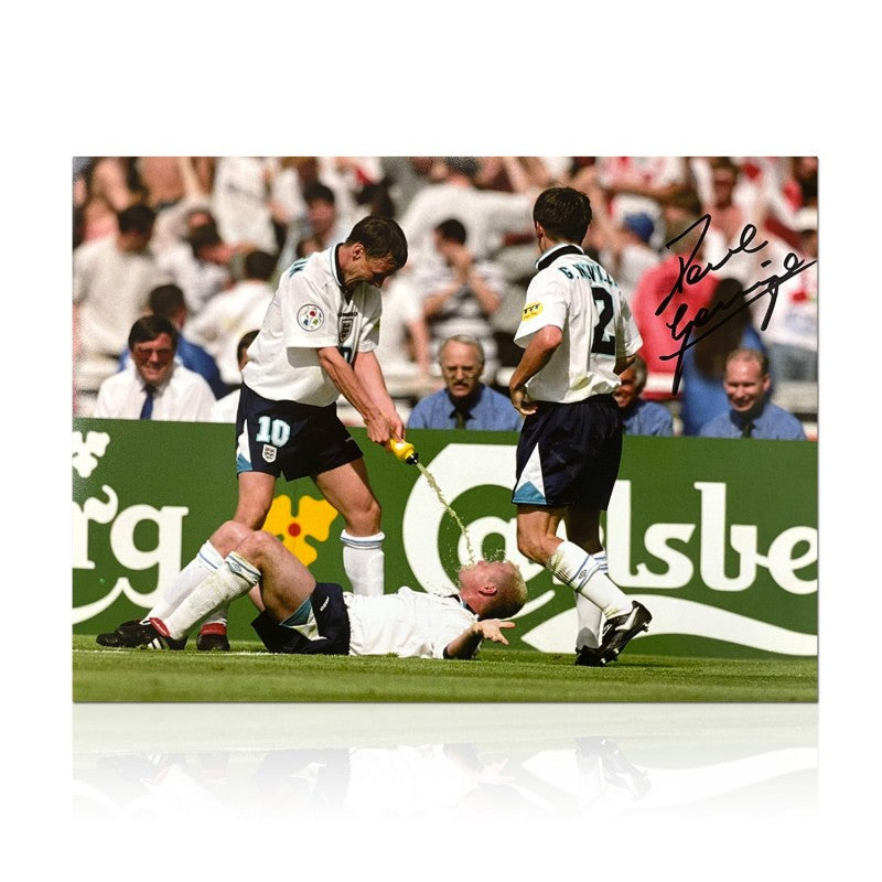 Paul Gascoigne Signed England Football Photo: The Dentist Chair