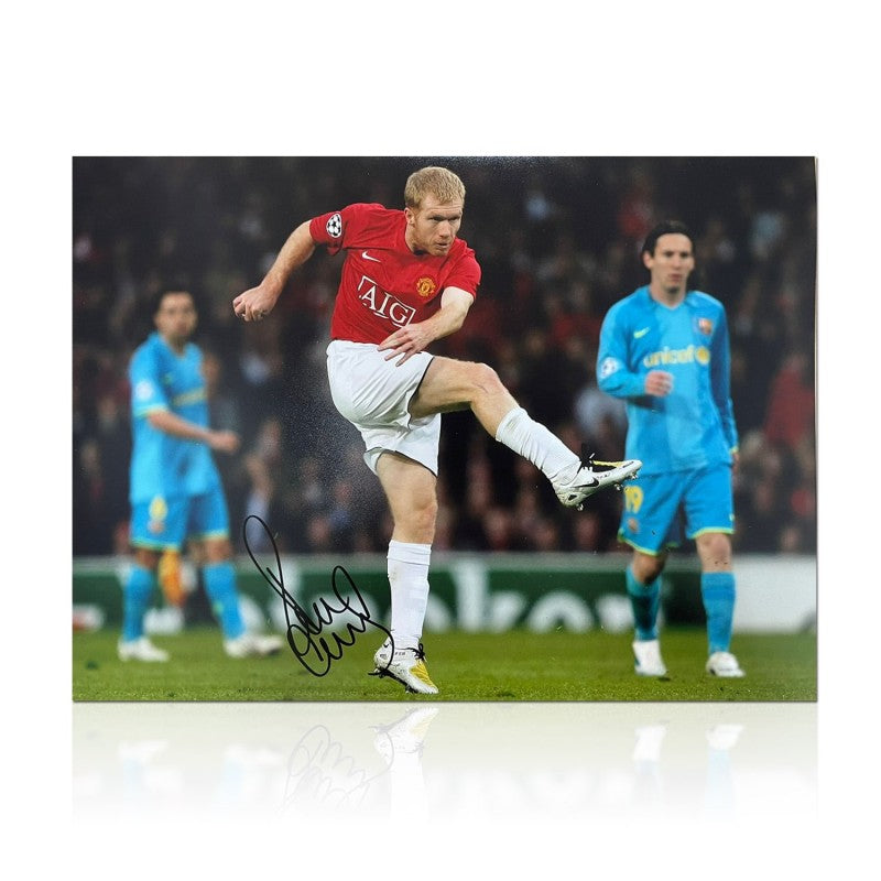 Paul Scholes Signed Manchester United Football Photo: Barcelona Volley