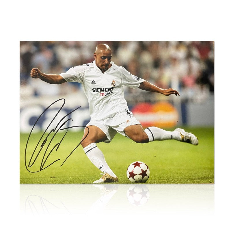 Roberto Carlos Signed Real Madrid Football Photo
