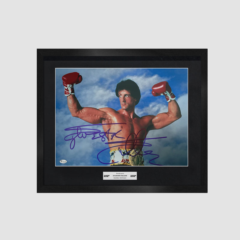 Sylvester Stallone Signed Rocky World Champion Framed Image