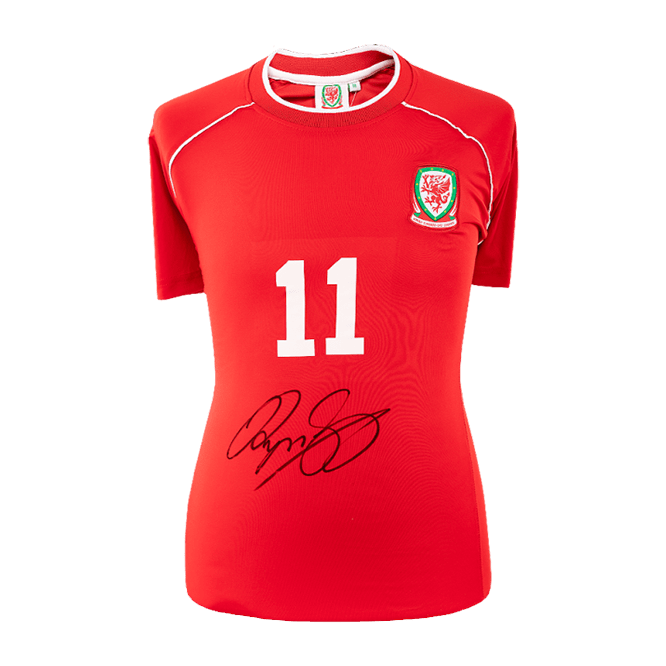 Ryan Giggs Front Signed Retro Wales Home Shirt (Framed) - The Bootroom Collection