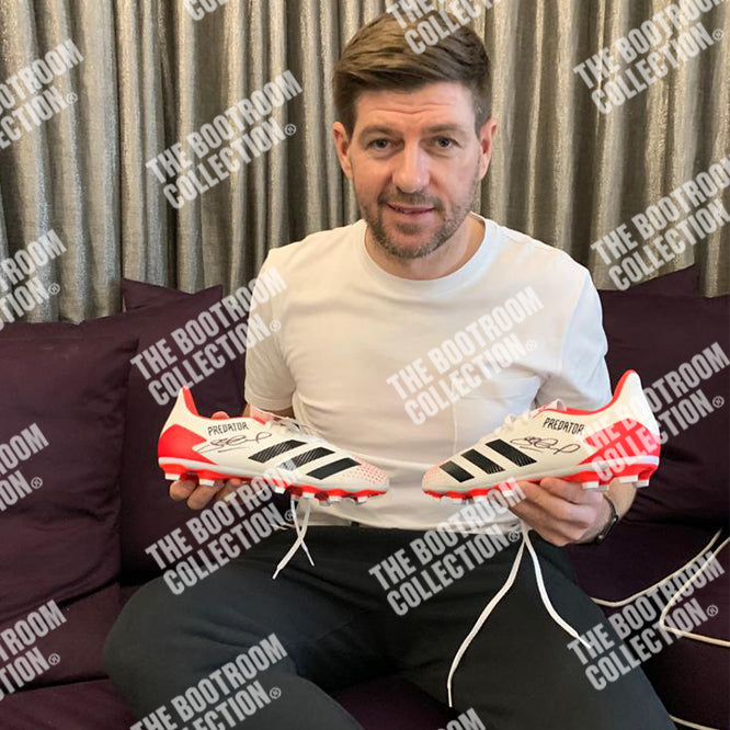 Steven Gerrard Signed White & Red Predator Football Boot - The Bootroom Collection
