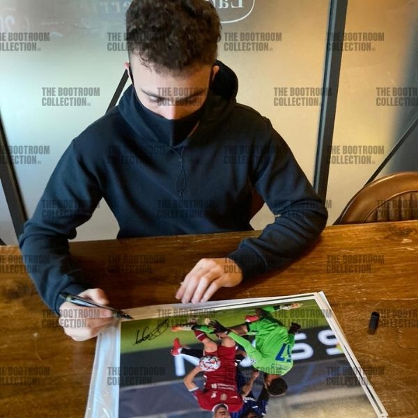 Diogo Jota Signed Liverpool v Atalanta Photo (Framed) - The Bootroom Collection