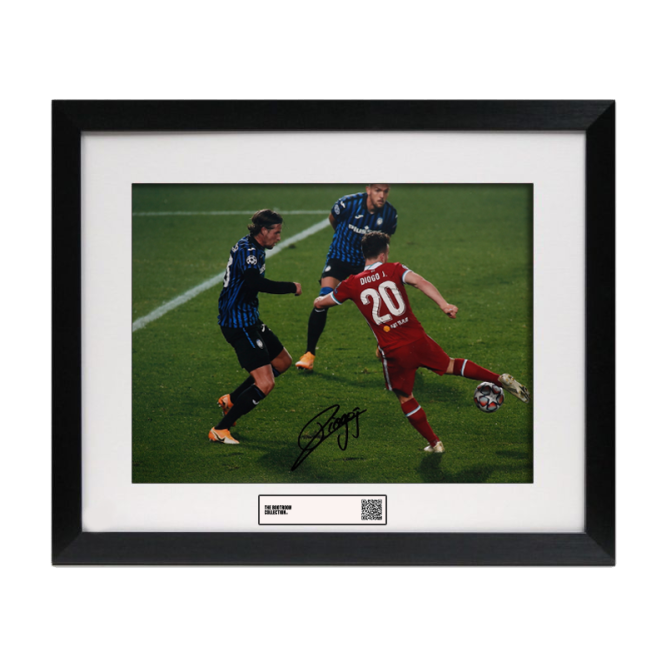 Diogo Jota Signed Liverpool v Atalanta Photo (Framed) - The Bootroom Collection