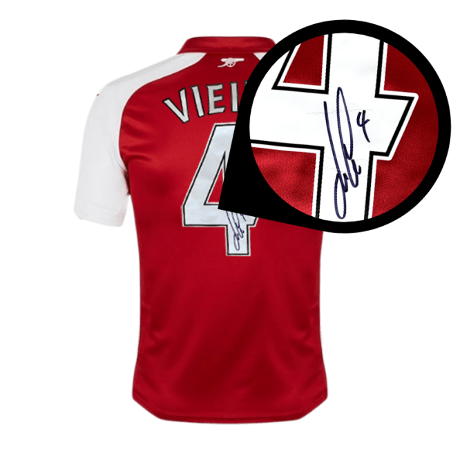 Patrick Vieira Signed 2017-18 Arsenal Shirt (Boxed) - The Bootroom Collection